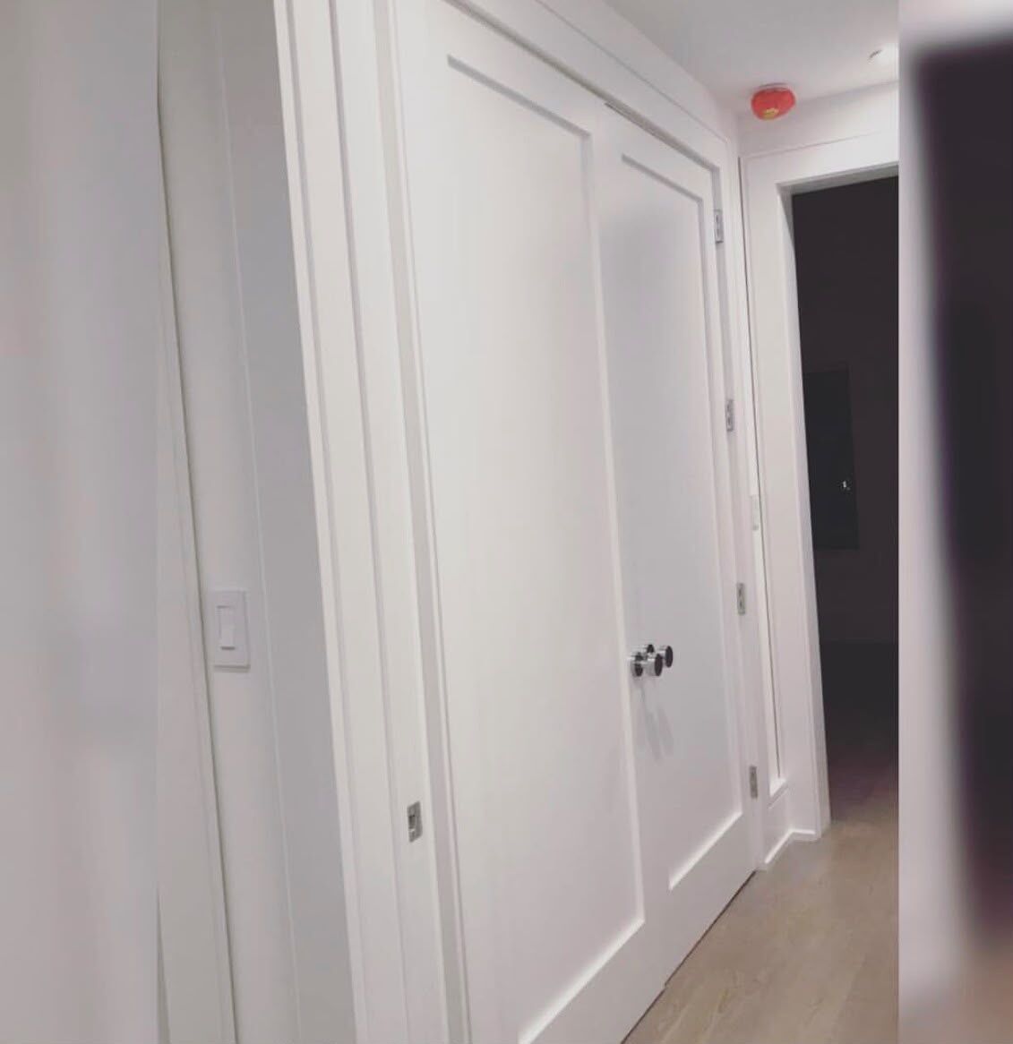 Paneled double doors with flush casing