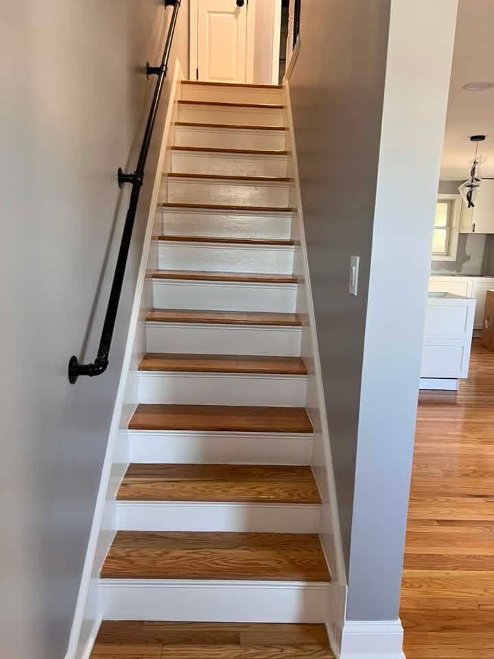 Staircase with oak treads and painted risers